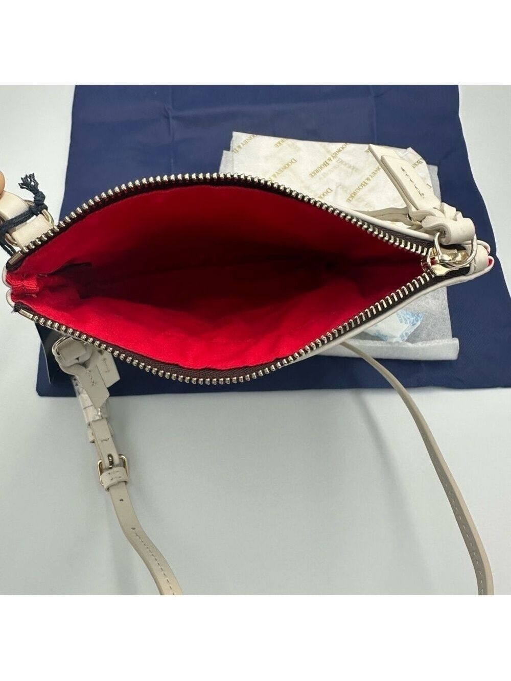 Dooney & Bourke Ivory Apollo Leather Triple Zip Crossbody Bag Boho Purse NWT - Picture 13 of 16